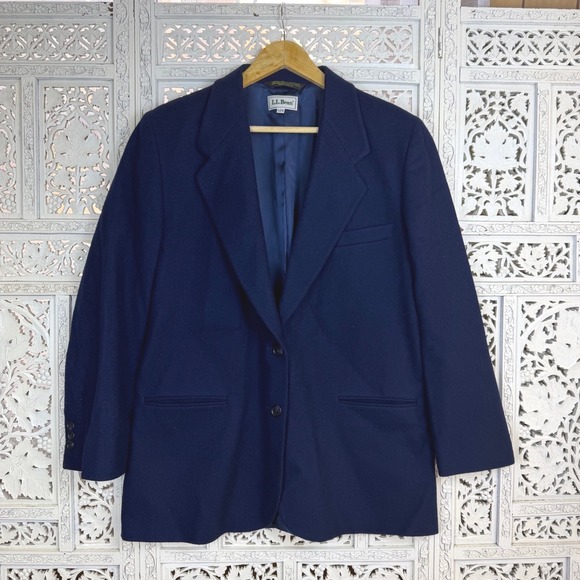 L.L. Bean Jackets & Blazers - Vintage LL Bean Wool Navy Blue Blazer Womens 12 Preppy Academia Luxury Workwear